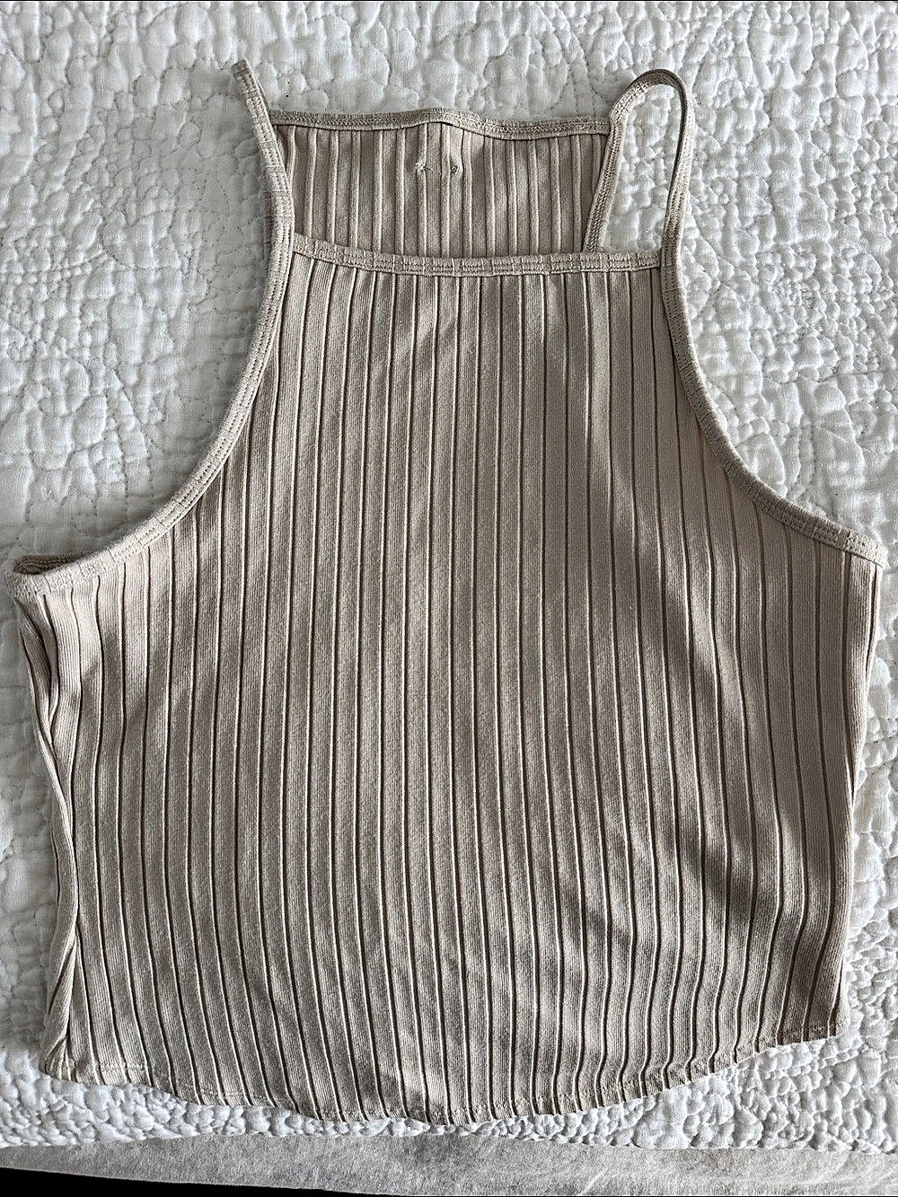 Vuori Ribbed Tank Top in Beige Size Medium Like New